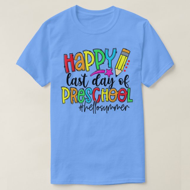 Camiseta Feliz Dia Passado do Professor de Pré-Escolas Olá  (Frente do Design)