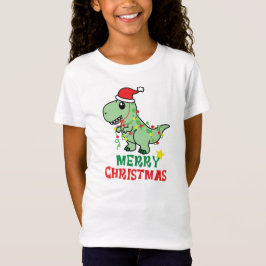 Camiseta feliz dinossauro de natal