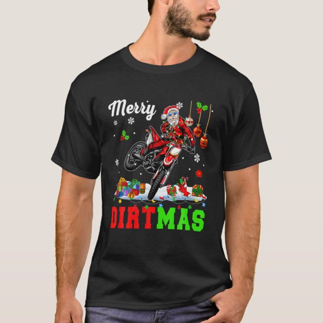 Camiseta Feliz Dirtmas Luzes de Natal Papais noeis Andando  (Frente)