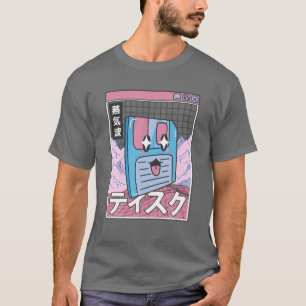 Camiseta Feliz disquete Digital Japão Estilo Otaku Anime