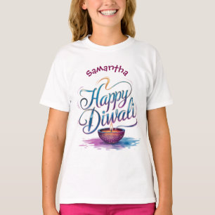 Camiseta Feliz Diwali branco personalizável
