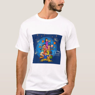 Camiseta Feliz Diwali Celebração em Família Fogos de Artifí