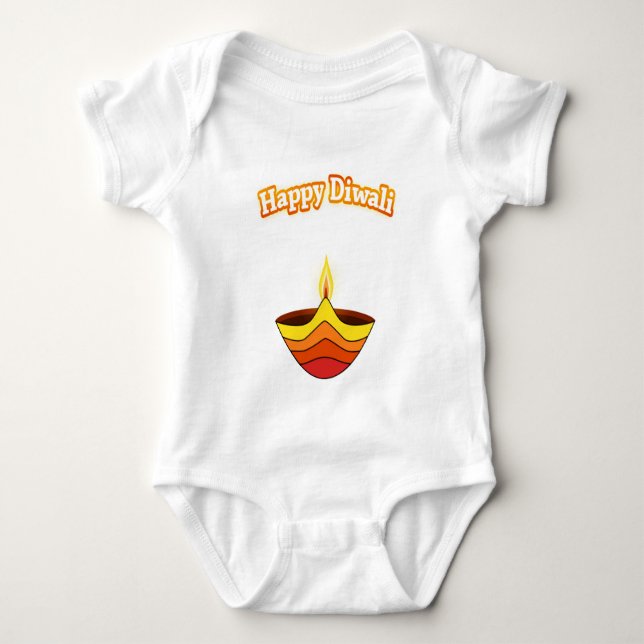 Camiseta Feliz Diwali e lâmpada Diya (Frente)