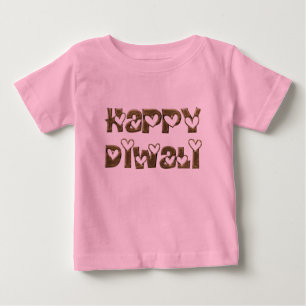 Camiseta Feliz Diwali saudando tipografia de corações bonit