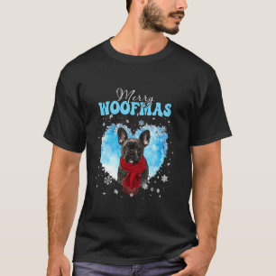 Camiseta Feliz do Bulldog Francês Woofmas Christmas Heart W