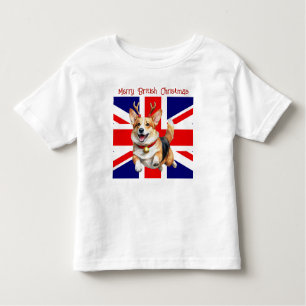 Camiseta Feliz do Natal britânico Corgi Reindeer Antlers