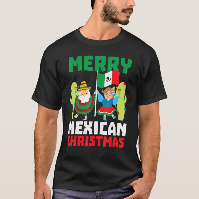 Camiseta Feliz do Natal Mexicano Engraçado no México Natal (Frente)