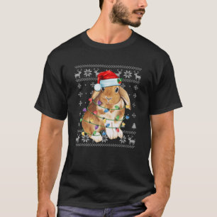 Camiseta Feliz do Presente do Coelho Santa Hat Bunny Lover