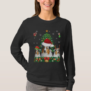 Camiseta Feliz Dogmas Aussie Papais noeis Elf Reindeer Dog