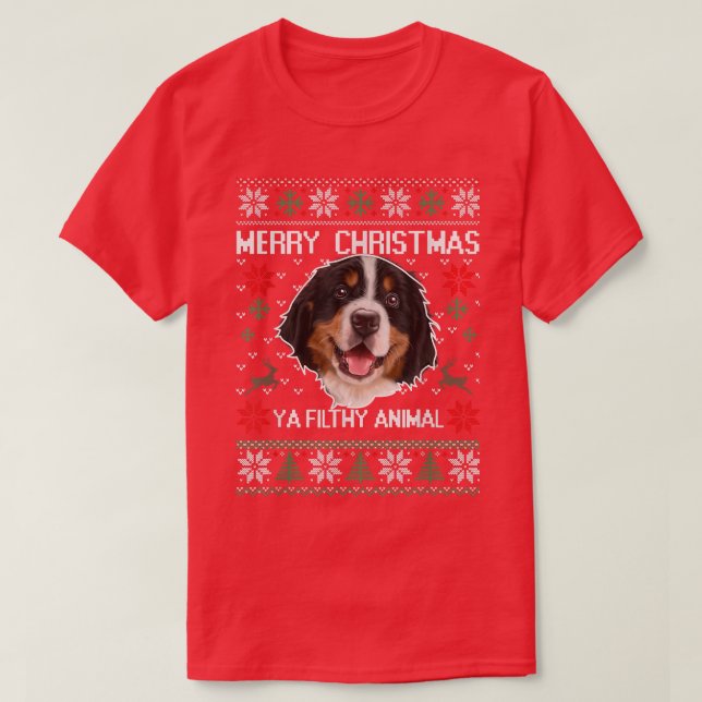 Camiseta Feliz Dogmas Australiano Shepherd Dog Ugl Natal (Frente do Design)