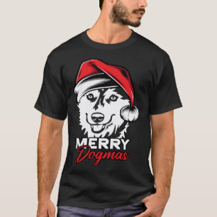 Camiseta Feliz Dogmas Cachorro Husky Natal