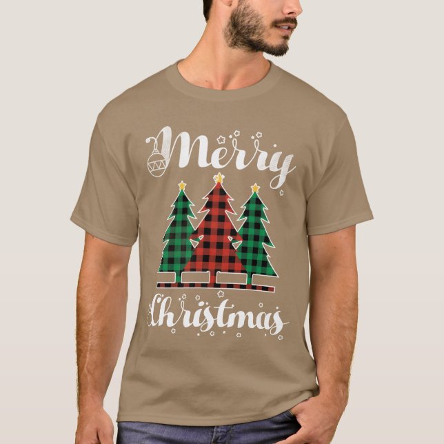 Camiseta Feliz dos Elementos do Natal Xadrez de dezembro Na (Frente)