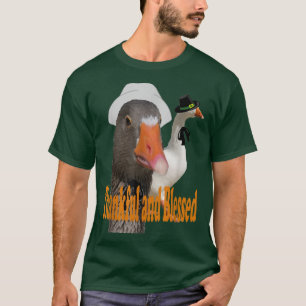 Camiseta Feliz e Abençoado Dia de Ação de Graças Patos Pere