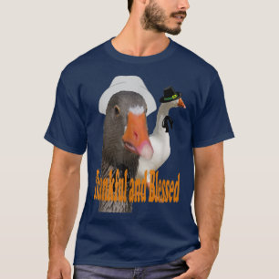 Camiseta Feliz e Abençoado Dia de Ação de Graças Patos Pere