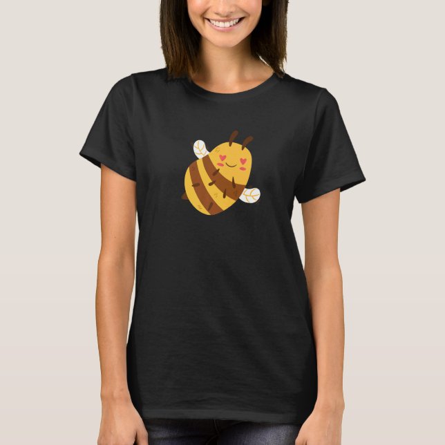 Camiseta Feliz e Adorável Bumble Bumble Bee Heart Eyes Love (Frente)