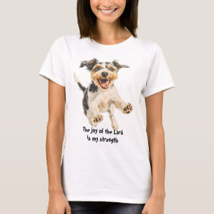 Camiseta Feliz e alegre Escritura de Cachorro Feliz