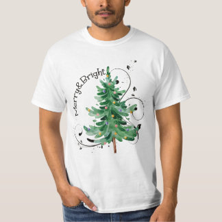 Camiseta Feliz e Árvore de Natal Brilhante, Feliz N Bright