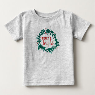 Camiseta Feliz e Bright Christmas Wreath Kid