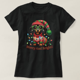 Camiseta Feliz e Bright Dachshund