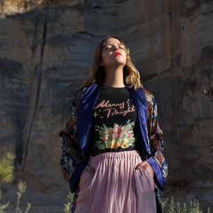 Camiseta Feliz e Bright Engraçadas Mulheres com Aquarela de
