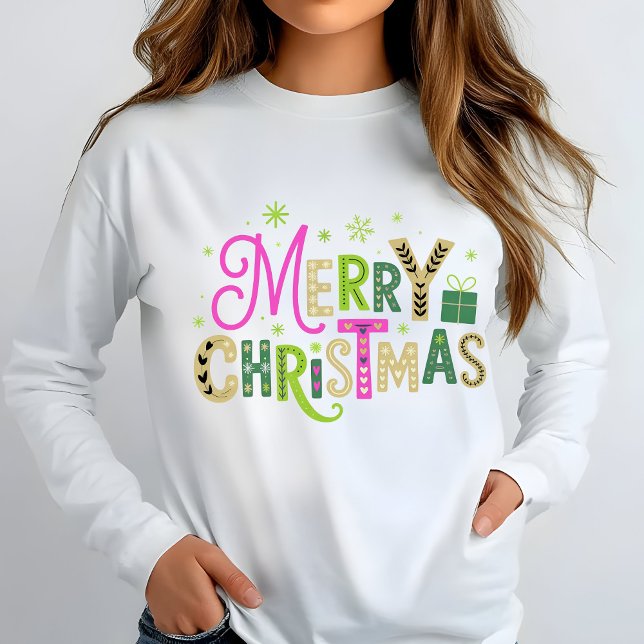 Camiseta Feliz e Bright Feliz Natal (Merry Christmas Bright and Colorful Shirt)