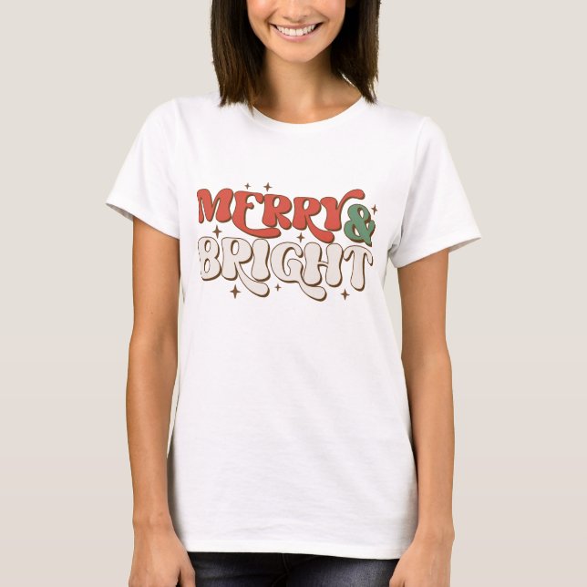 Camiseta Feliz e Bright Retro Natal (Frente)