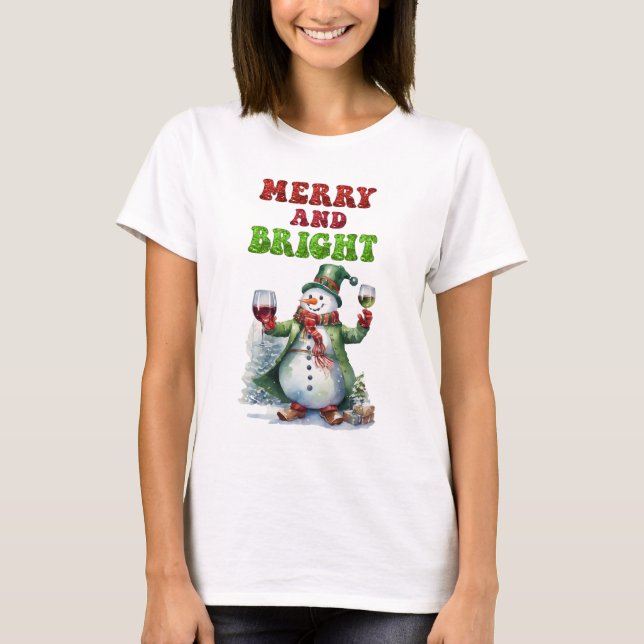 Camiseta Feliz e Bright Snowman (Frente)