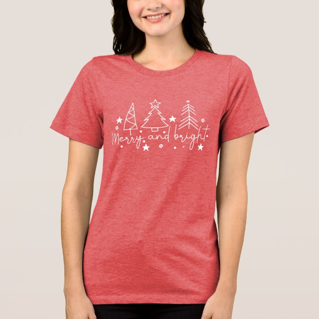 Camiseta Feliz E Brilhante Árvores De Natal Festivas (Frente)