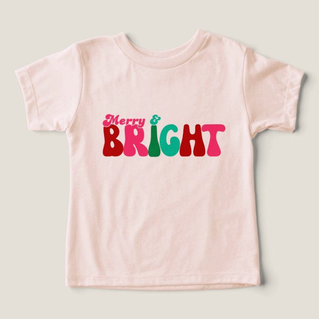 Camiseta Feliz e Brilhante Maximalista Peach Natal (Design frontal)