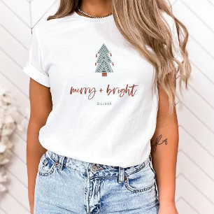 Camiseta Feliz e Brilho   Árvore de Natal Boho