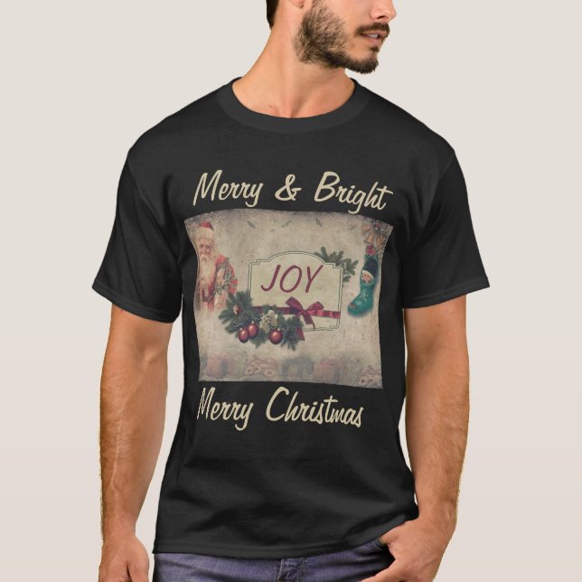 Camiseta Feliz e Brilho Feliz Natal Preto (Frente)
