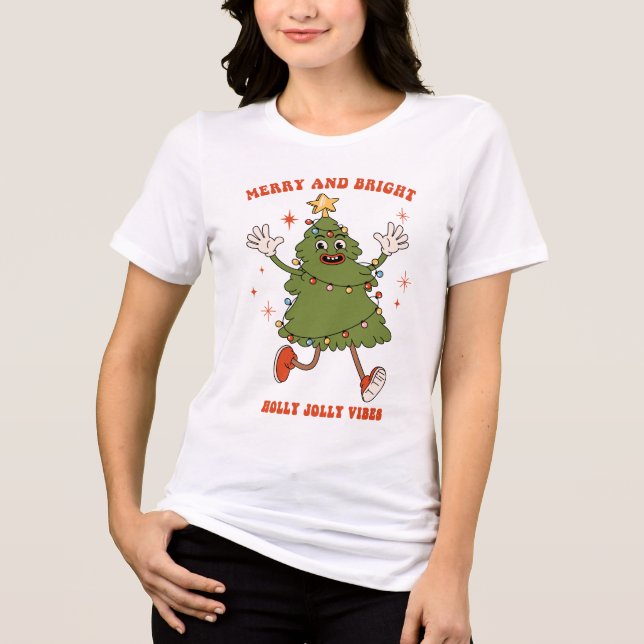 Camiseta Feliz e Brilho - Férias de Natal Dançando (Frente)