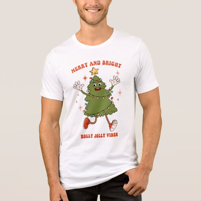 Camiseta Feliz e Brilho - Férias de Natal Dançando (Frente)