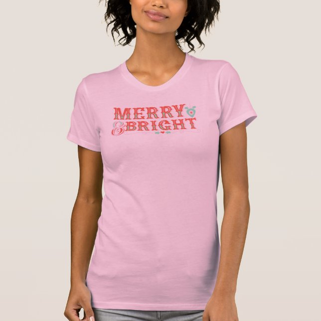 Camiseta Feliz e Brilho retrorreflectores rosa e vermelho (Frente)