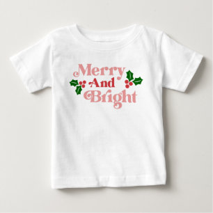 Camiseta Feliz e Brilho - Tipografia de Natal Clássico