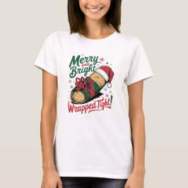 Camiseta Feliz e Brilho: Um Burrito de Natal Festivo