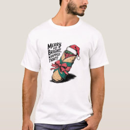 Camiseta Feliz e Brilho: Um Burrito de Natal Festivo