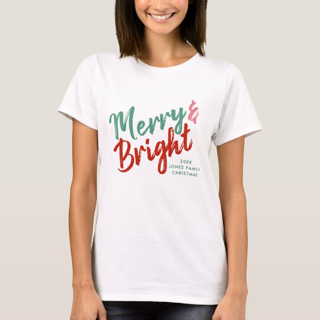 Camiseta Feliz e design de script pintado brilhante (Frente)