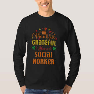 Camiseta Feliz e grato Obrigado de queda do trabalhador soc
