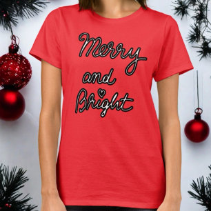 Camiseta Feliz e guião Brilhante Trendência festiva natalíc