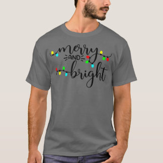 Camiseta Feliz E Luzes De Natal Brilhantes Gráfico