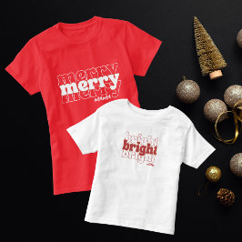 Camiseta Feliz e Mama Brilhante e Mini Matando Natal