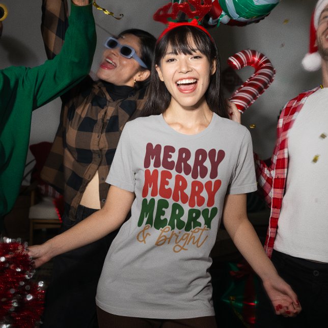 Camiseta Feliz e Natal Brilhante (Criador carregado)
