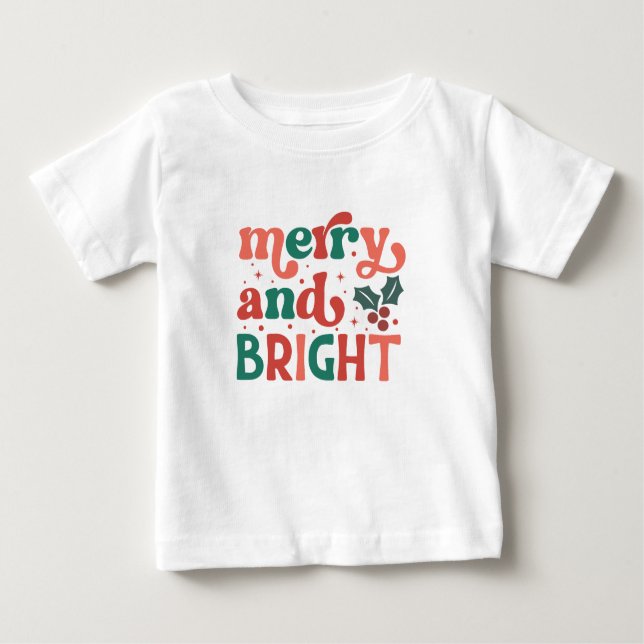 Camiseta Feliz e Natal brilhante (Frente)