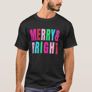 Camiseta Feliz e Natal Brilhante Meninas Crianças