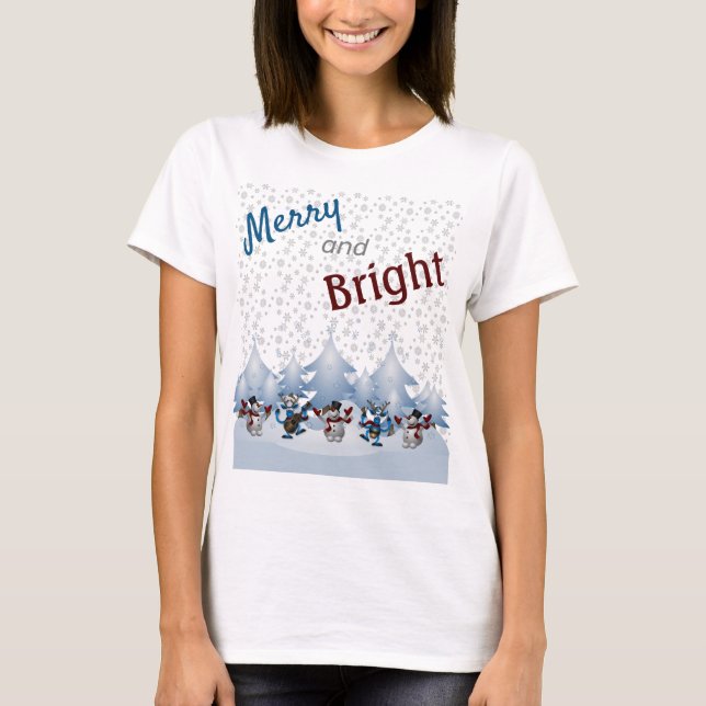 Camiseta Feliz e Neve Brilhante (Frente)