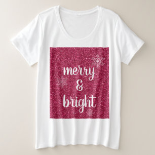 Camiseta Feliz e Neve Brilhante Flocos de Natal Vermelhos