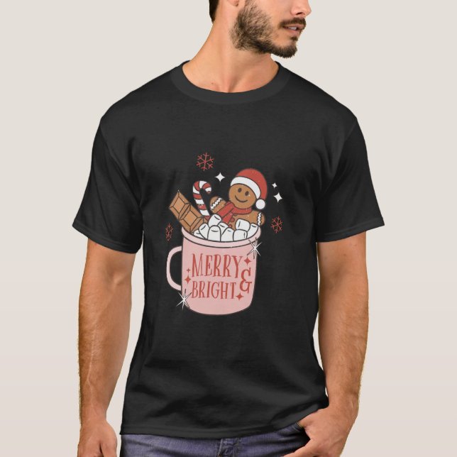 Camiseta Feliz e pão de gengibre brilhante Papais noeis de  (Frente)