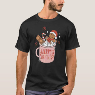 Camiseta Feliz e pão de gengibre brilhante Papais noeis de 
