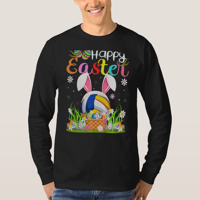 Camiseta Feliz Eas de Caça ao Ovo de Voleibol (Frente)